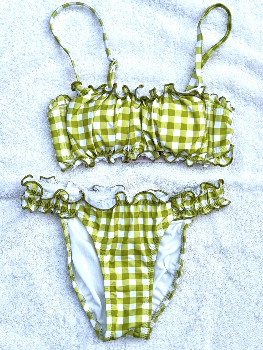 Wild Fable White & Green Gingham Bikini